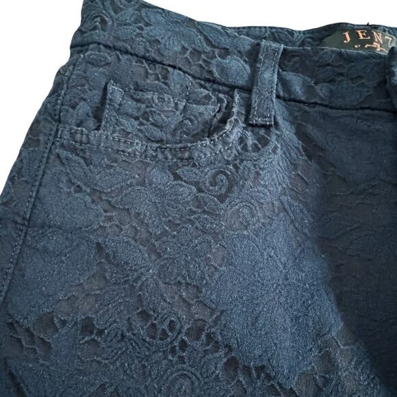 7 for all Mankind Jen 7 Lace Overlay Pants Women sz 4 Navy ankle skinny Feminine - Picture 4 of 13